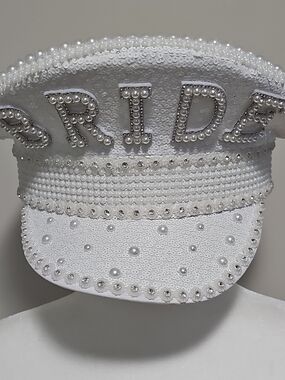 Pearl & Sequin White Embellished Bridal Cap